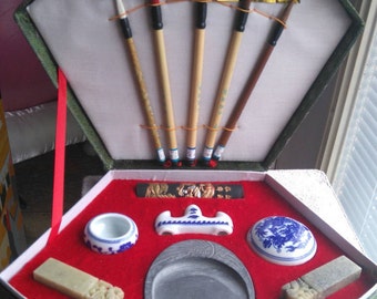 Vintage Chinese Calligraphy Set Paint Brush Set