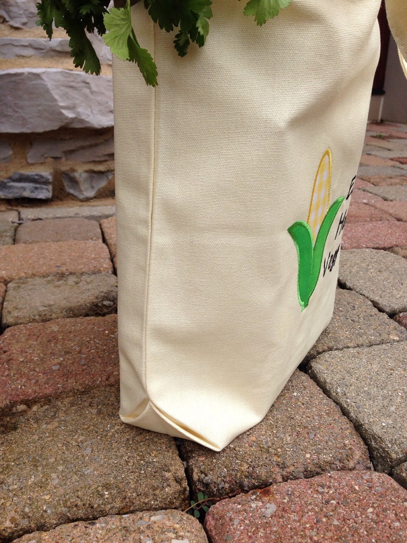 Reusable Grocery Bag with Embroidered Corn Appliqué Etsy