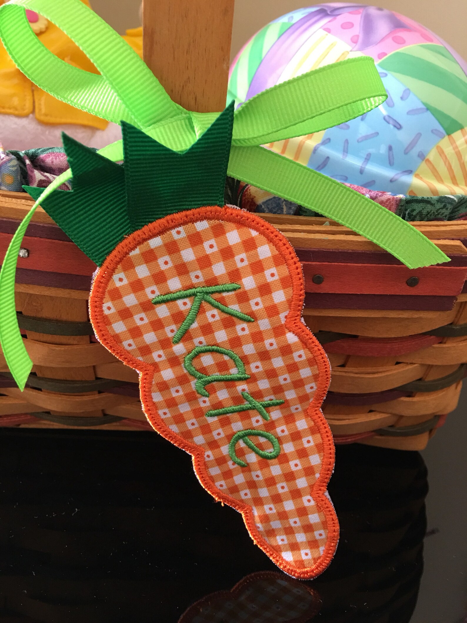 Easter Basket Name Tag Personalized Embroidered Carrot Etsy