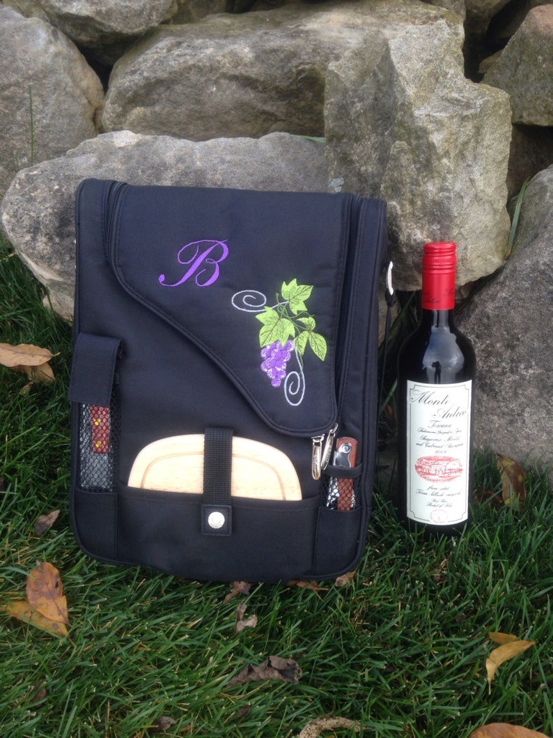 Personalized Embroidered Insulated Wine and Cheese Picnic Tote Etsy
