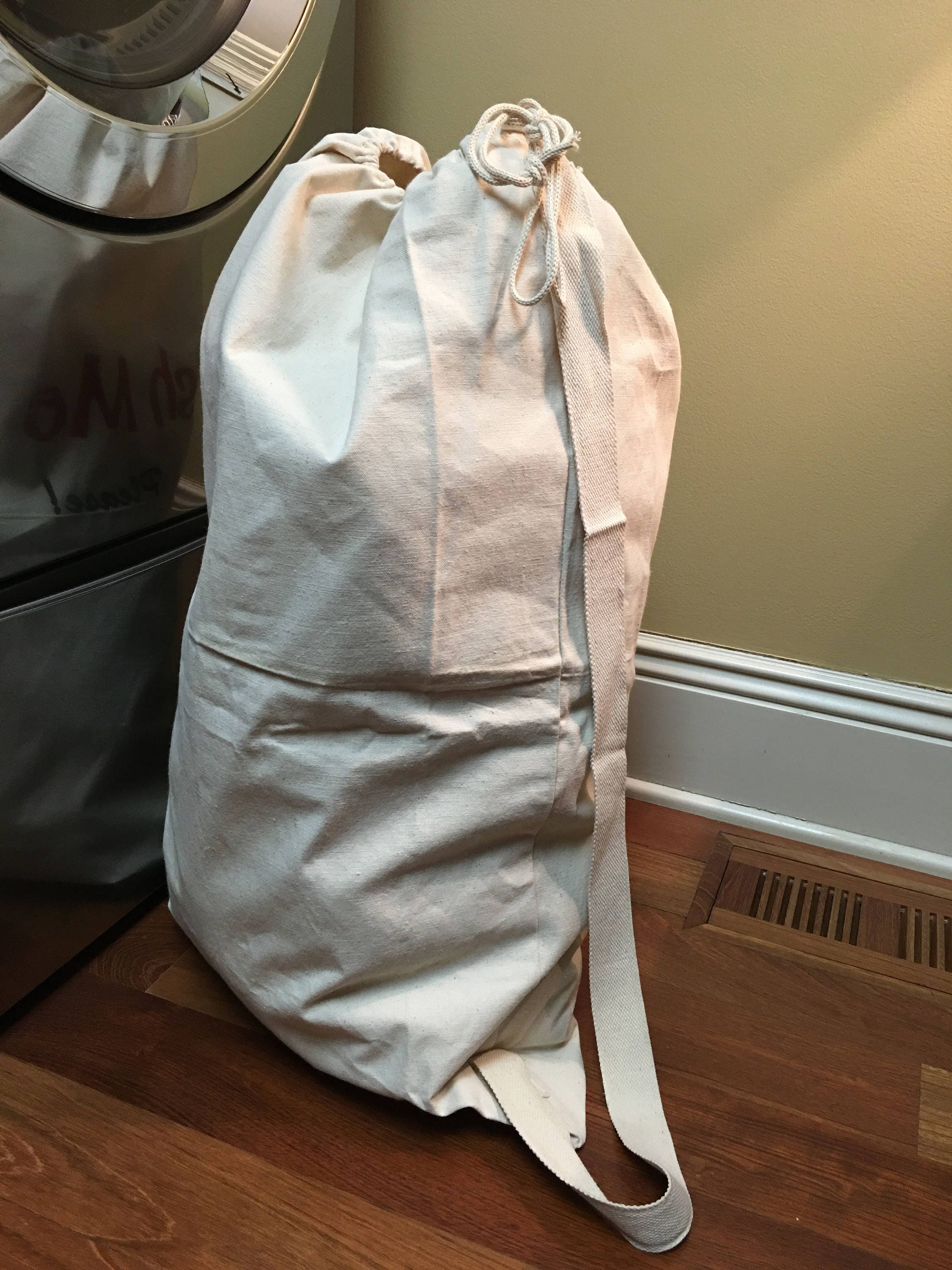 Heavy Duty Canvas Laundry Bag with Handle and Drawstring Etsy