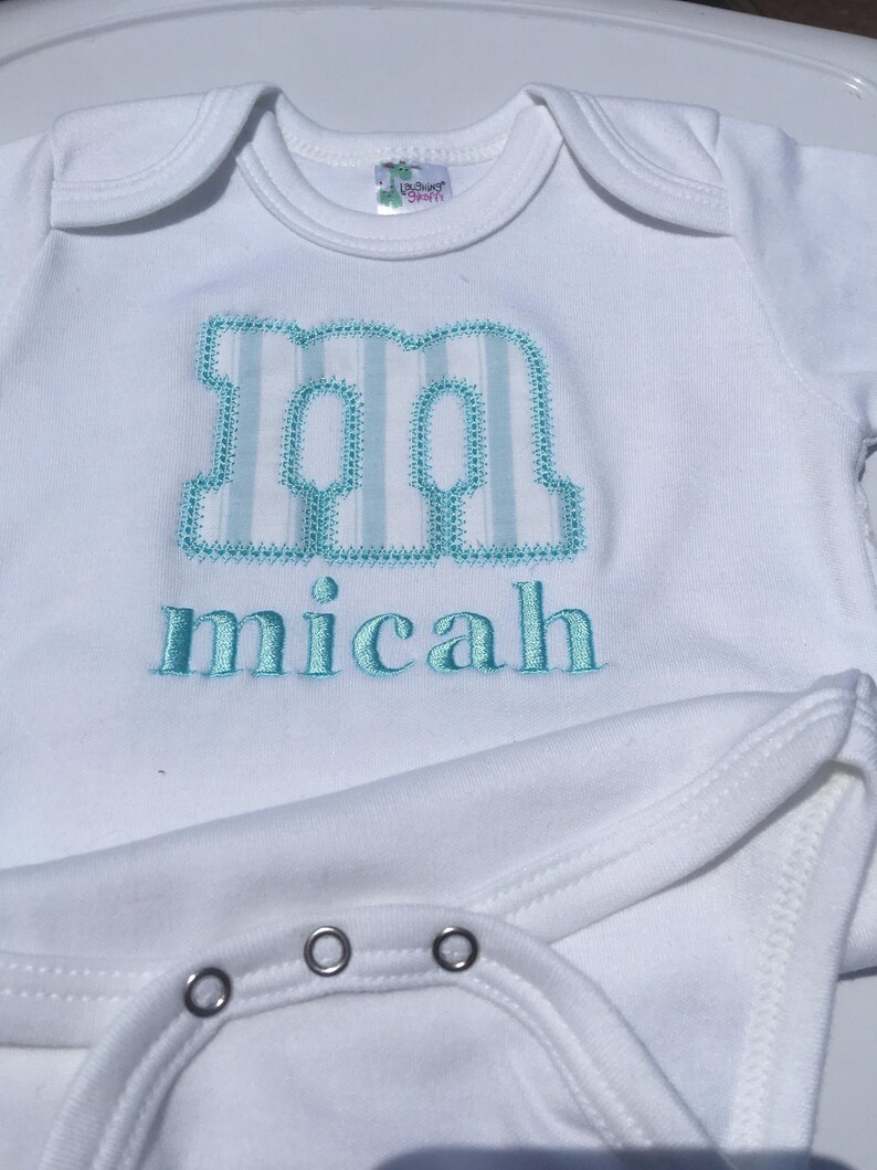 Personalized Embroidered Appliqué Baby Boy Bodysuit Etsy