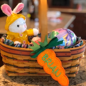 Easter Basket Name Tag, Personalized, Embroidered Carrot Easter Basket Name Tag image 5