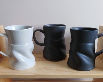 Handmade Porcelain Unique Large Stein/Mug in Charcoal or Celadon