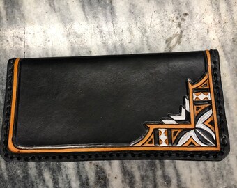 Custom made, Hand tooled / hand laced Checkbook cover