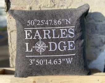 Personalised Address Coordinates Cushion