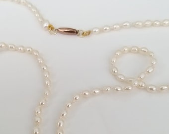 Victorian Freshwater Pearl Necklace & Solid Gold Clasp - Anniversary Present, Wedding Engagement, Wife Surprise Birthday Present