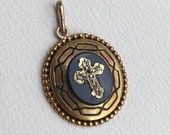 Antique Victorian Diamond and Onyx Gold Pendant with Enamel and Hair Compartment, Engagement Present, Anniversary Gift or Birthday Surprise