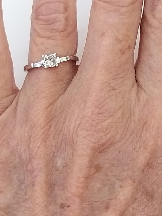 Antique Diamond Solid Gold Ring with Rectangular … - image 10