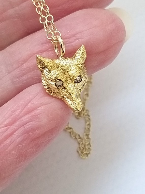 Antique Solid Gold Fox with Rose Cut Diamond Eyes A… Gem