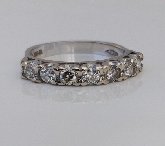 Vintage Diamond 0.60ct Eternity 18ct White Gold Ring Seven Stones