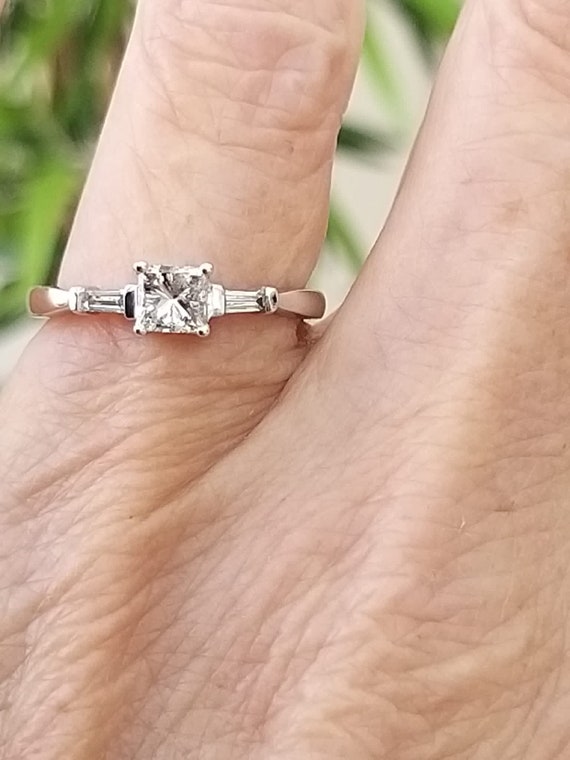 Antique Diamond Solid Gold Ring with Rectangular … - image 8