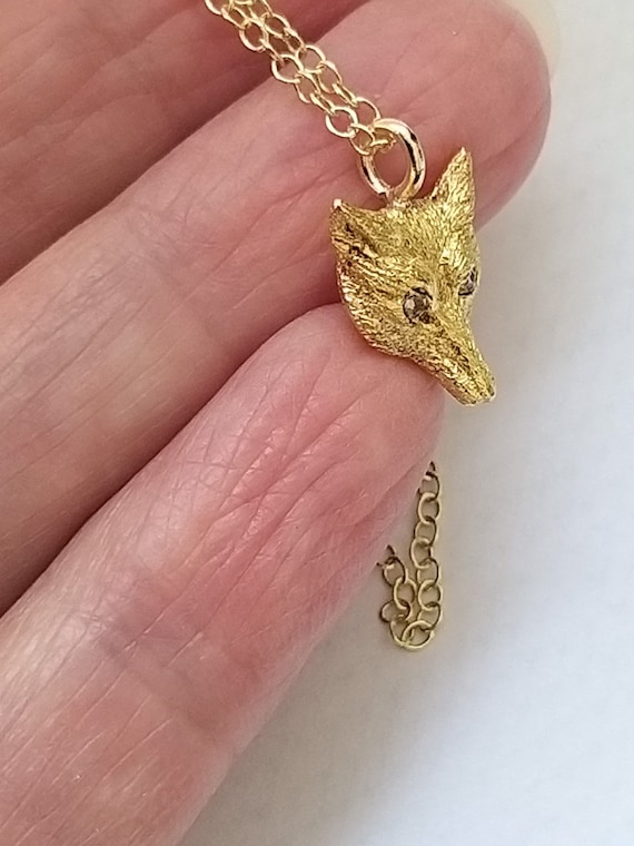 Antique Solid Gold Fox with Rose Cut Diamond Eyes A… Gem