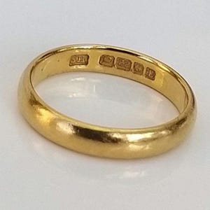 Antique 1929 22ct Gold Plain Wedding Bands - Anniversary Present, Engagement or Wife Birthday Surprise, Girlfriend Christmas Gift for her