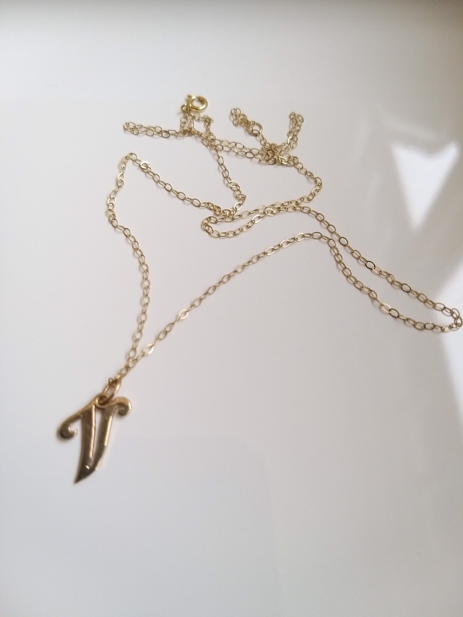 Vintage Solid Gold Initial Pendant & Chain Resizing - Etsy UK