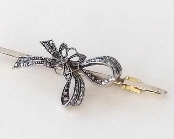 Antique Rose-cut Diamond  Bow Brooch - image 1