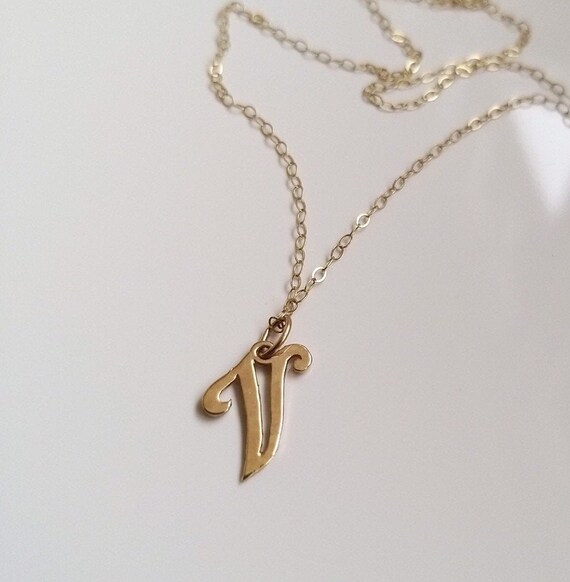 Vintage Solid Gold Initial Pendant 