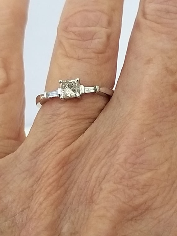 Antique Diamond Solid Gold Ring with Rectangular … - image 4