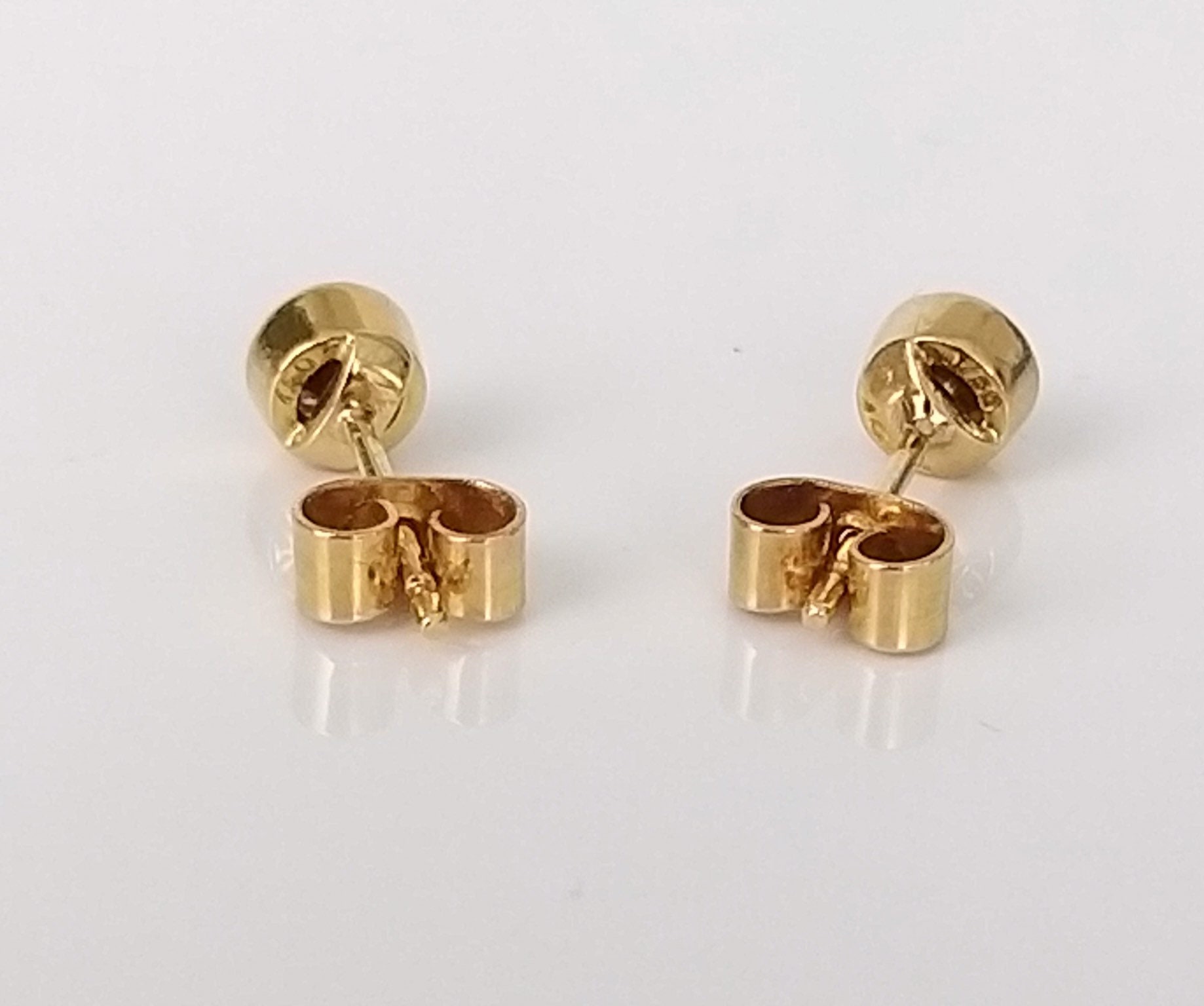 Vintage Diamond & Gold Stud Push Back Earrings with Bezel | Etsy
