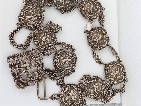 Antique Victorian Solid Silver Ladies Cherub Belt… - image 4