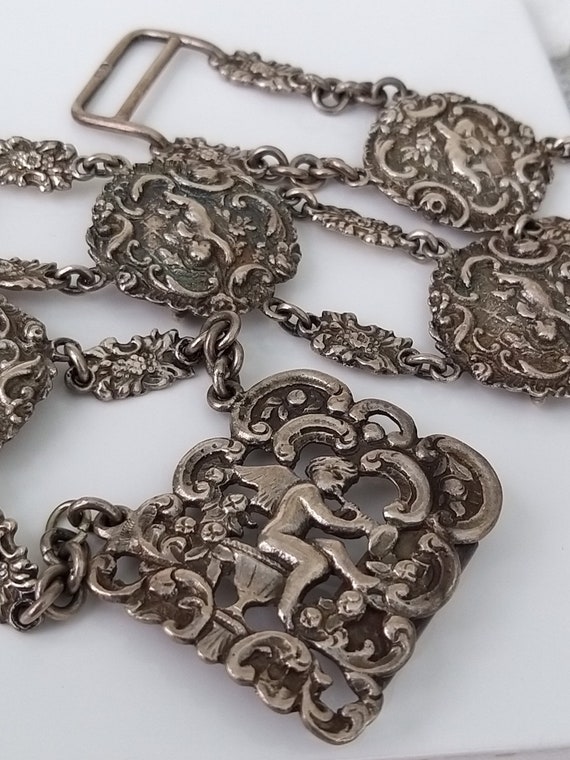 Antique Victorian Solid Silver Ladies Cherub Belt… - image 10