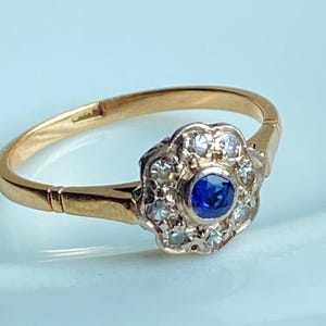 ON HOLDVintage Sapphire & Diamond Cluster Ring - Engagement