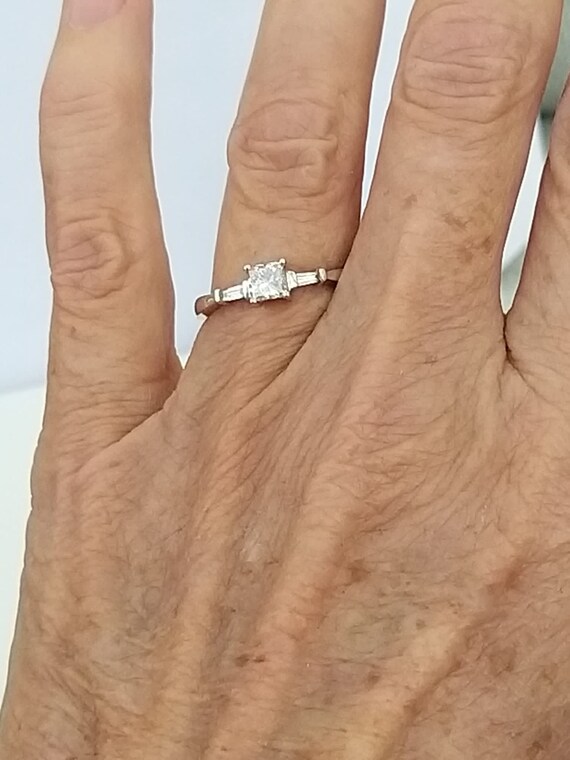 Antique Diamond Solid Gold Ring with Rectangular … - image 2