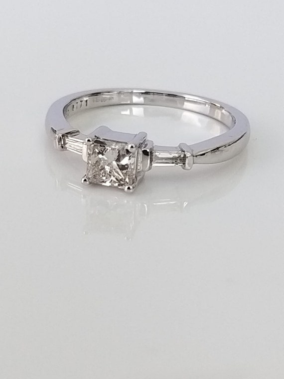 Antique Diamond Solid Gold Ring with Rectangular … - image 3