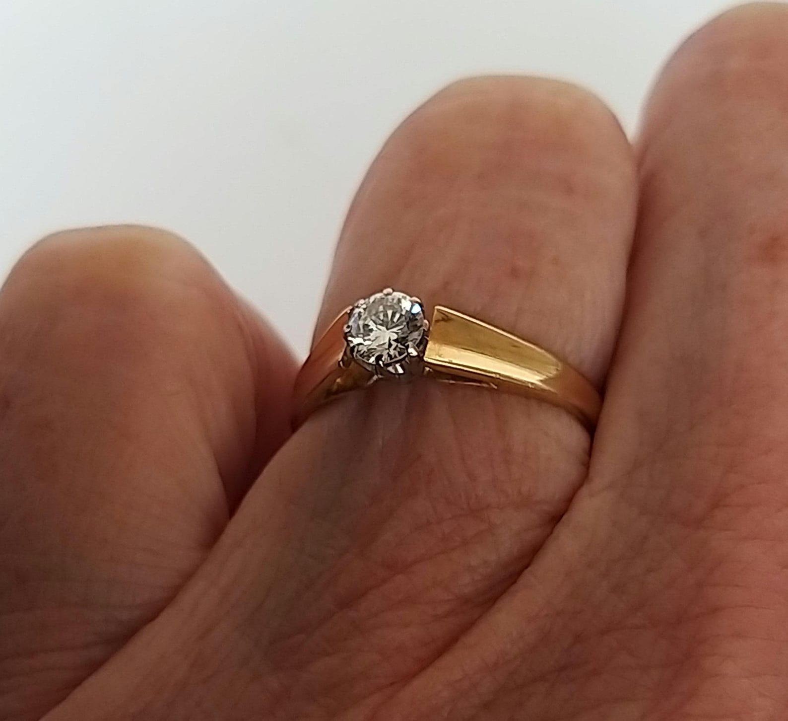Vintage Solitaire Diamond Ring Gold & Platinum Band Substantial Gold ...