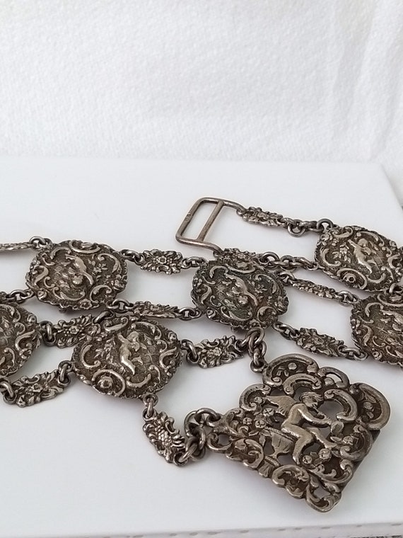 Antique Victorian Solid Silver Ladies Cherub Belt… - image 7