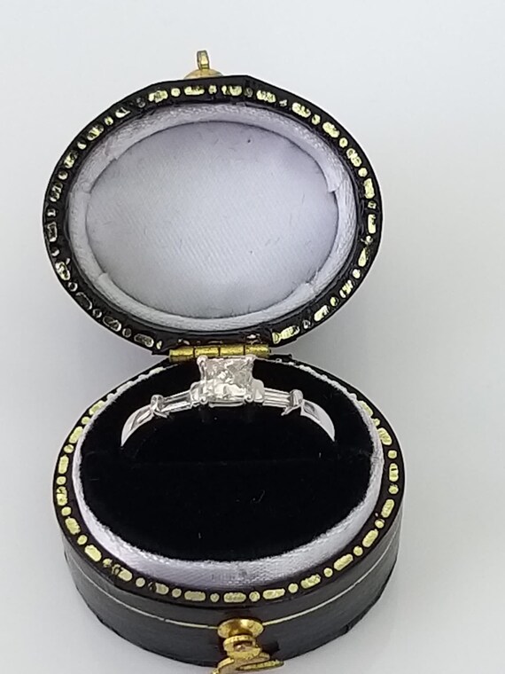 Antique Diamond Solid Gold Ring with Rectangular … - image 9