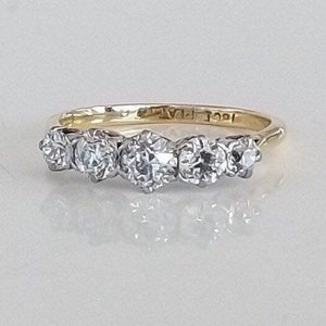 ON HOLD FOR B - Vintage 1ct Platinum & Solid Gold Five Stone Diamond Ring, Wedding Engagement, Anniversary Present for Wife or Girlfriend