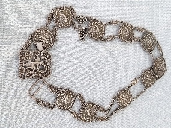 Antique Victorian Solid Silver Ladies Cherub Belt… - image 1