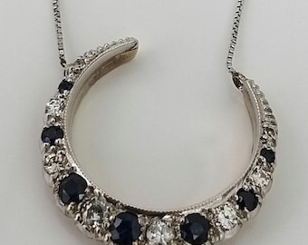 Antieke Victoriaanse hanger met gouden saffier en diamant - verlovingscadeau of verjaardagsverrassing voor vrouw, vriendin