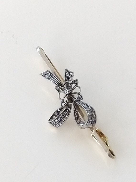 Antique Rose-cut Diamond  Bow Brooch - image 2