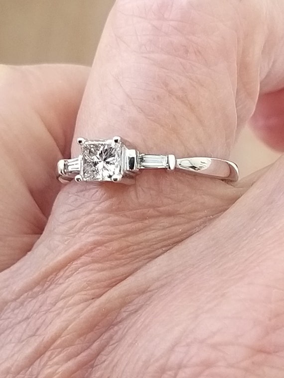 Antique Diamond Solid Gold Ring with Rectangular … - image 6