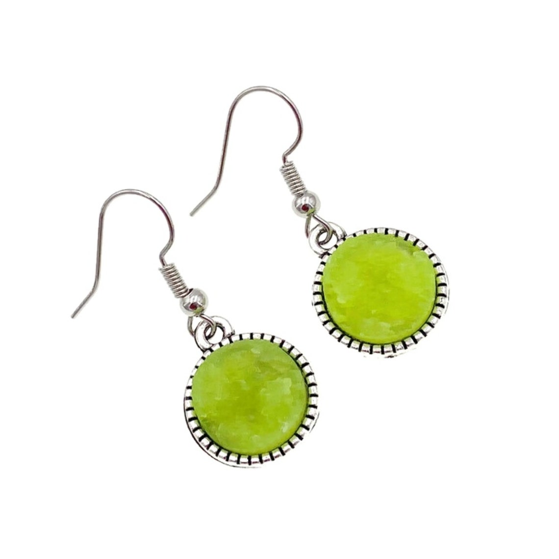 Lime Green Earrings Bright Green Earring Lime Green Druzy Etsy