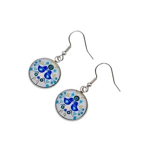 Folk Art Earrings, Blue Bird Earrings, Folk Art Bird Earrings, Polish Folk Art Earrings, Birthday Gift, Gift For Sis, Folk Art Gift, For Her