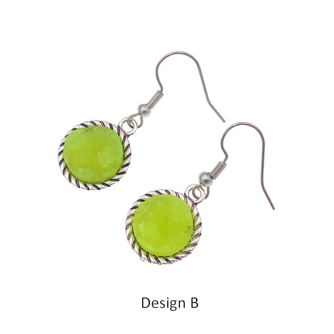 Lime Green Earrings Bright Green Earring Lime Green Druzy Etsy