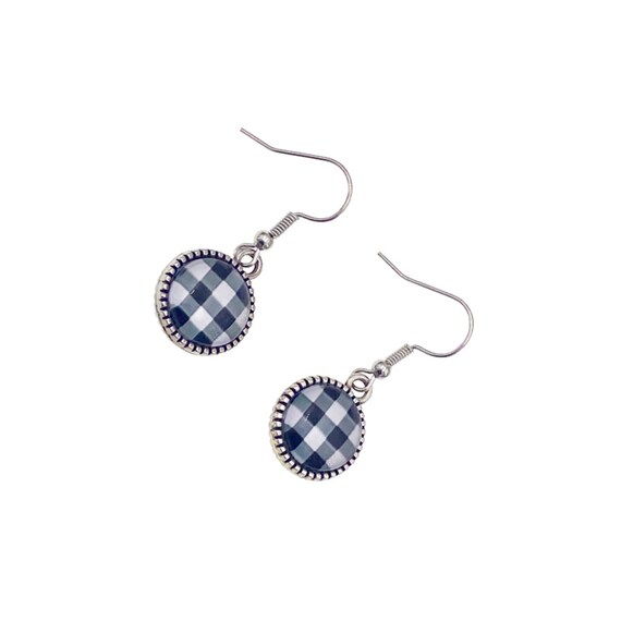 Black and white cheap buffalo plaid earrings