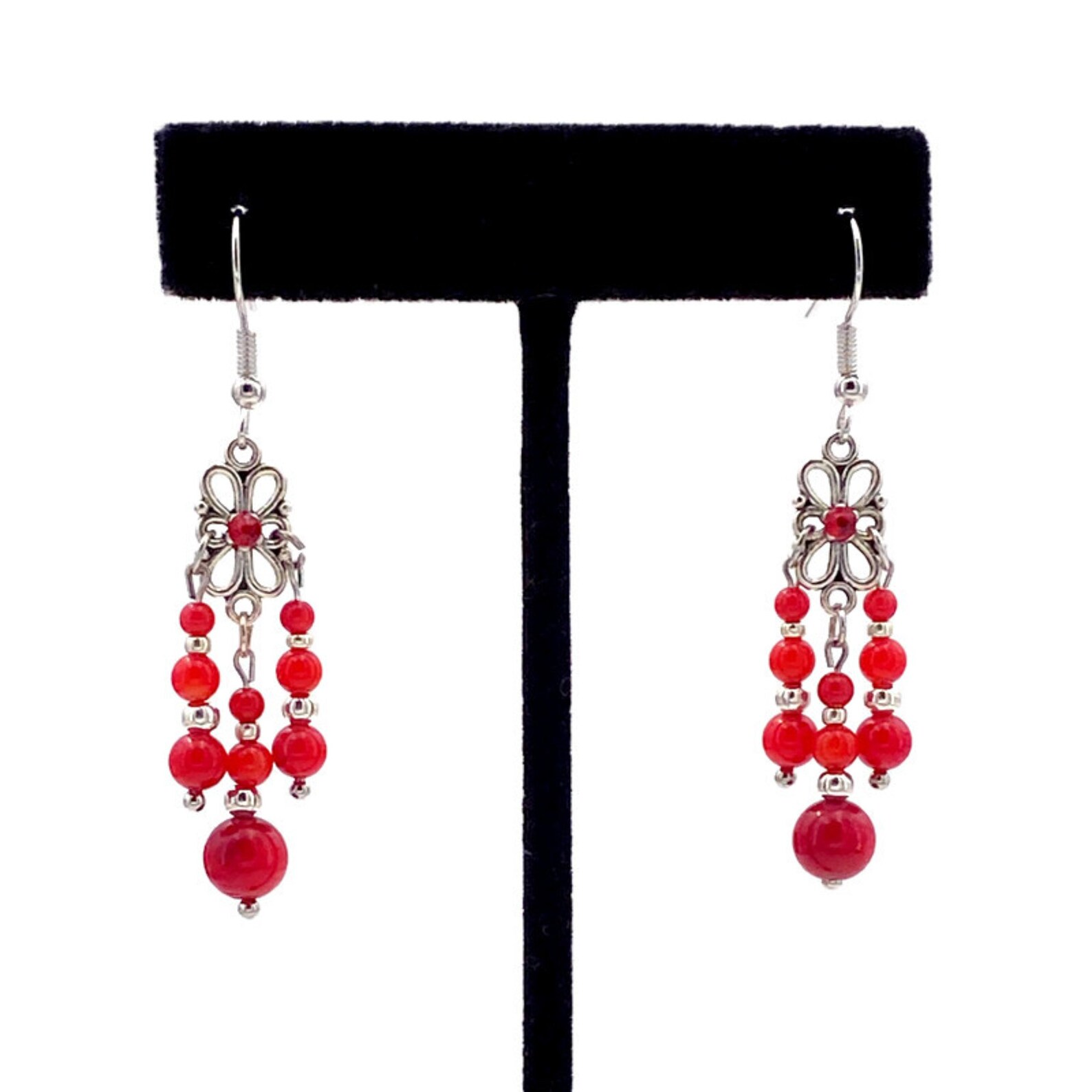 Red Coral Earrings Red Dangle Earrings Gift for Women Wife Etsy