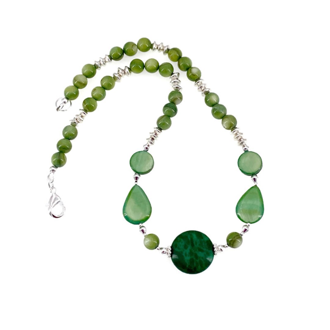 Green Shell Necklace, Green Pendant Necklace, Mothers Day Gift, Gift