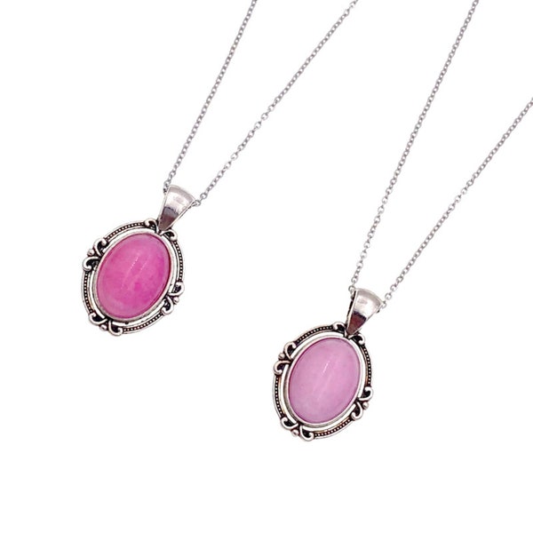 Pink Jade Pendant, Pink Stone Pendant, Pink Pendant Chain, Magenta Pendant, Fuchsia Pendant, Valentines Gift, Gifts For Her, Birthday Gift