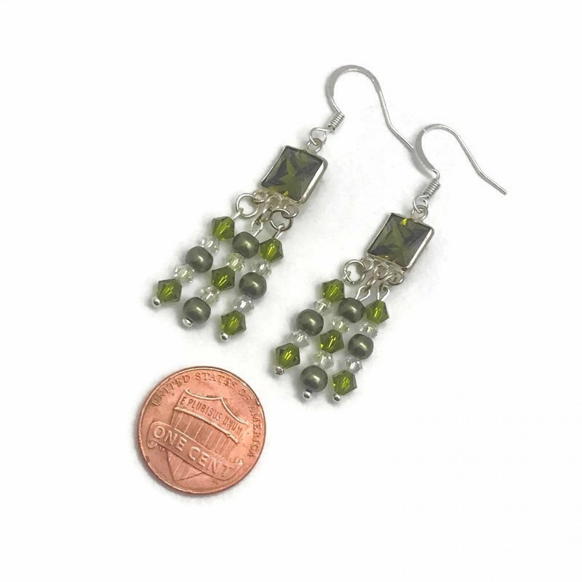 Olive Green Earrings Olivine Earrings Dark Olive Earring Etsy