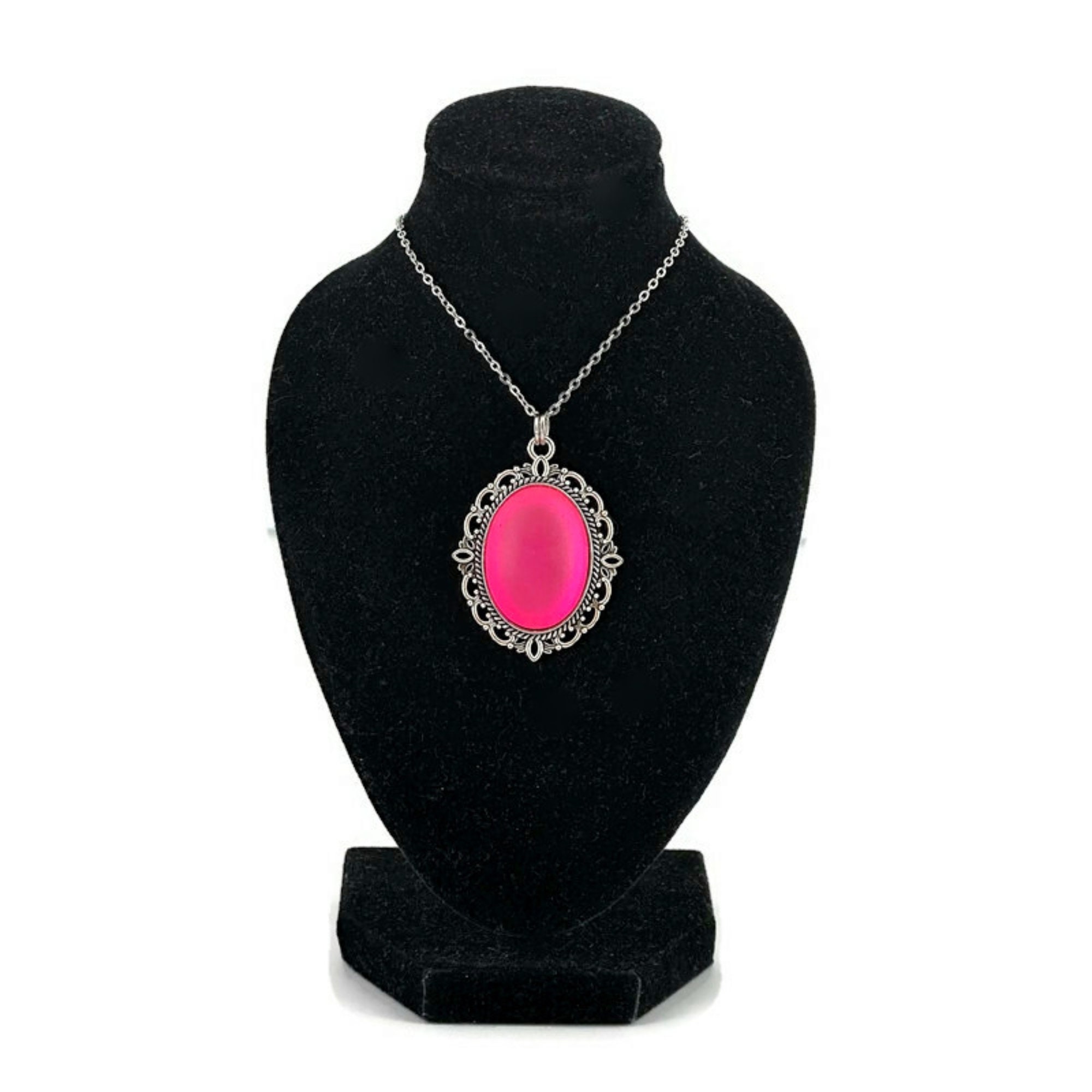 Hot Pink Pendant, Pink Pendant Necklace, Hot Pink Necklace, Bright Pink