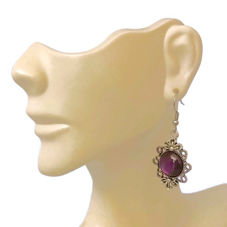 Dark Purple Earrings Deep Purple Earrings Purple Dangle Etsy