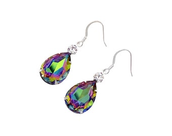 Rainbow Earrings, Vitrail Earrings, Teardrop Earrings, Colorful Glass Earring, Birthday Gift, Gift For Women, Crystal Earrings, Gift For Her
