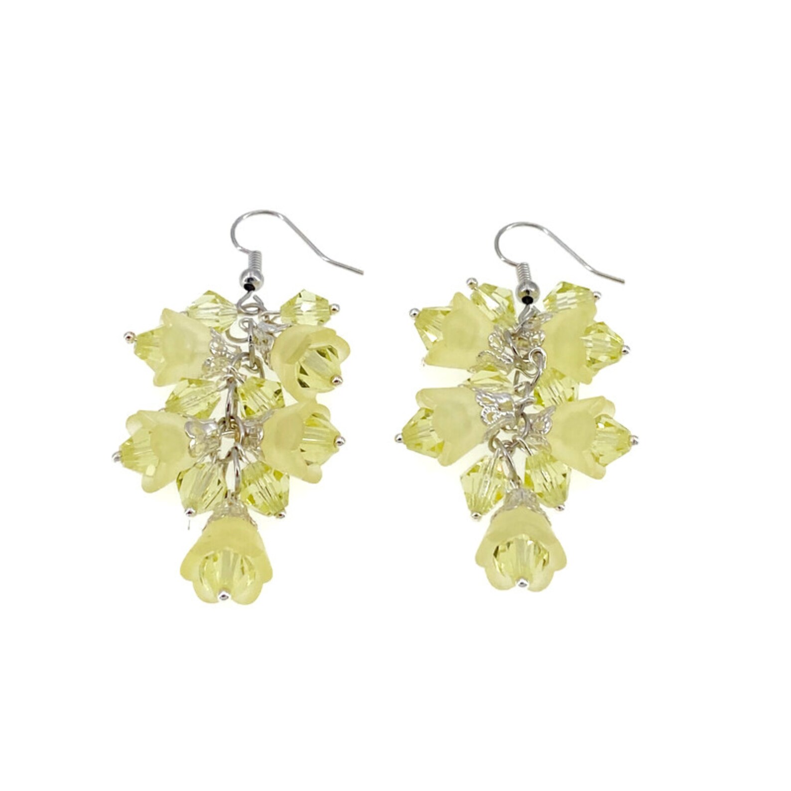 Yellow Flower Earrings, Jonquil Earrings, Pale Yellow Earrings, Light