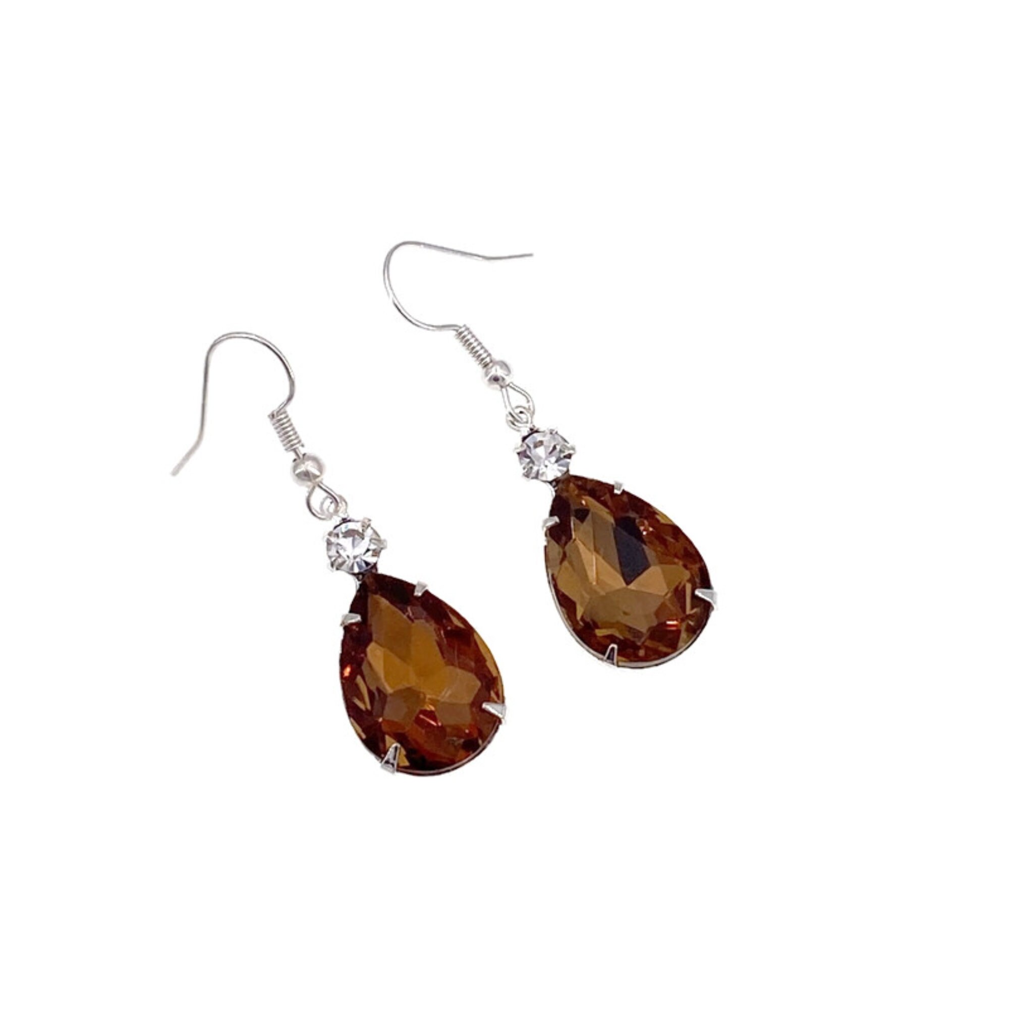 Brown Semi-Precious Stone Dangler Earrings