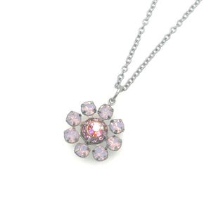Glass Opal Pendant, Opal Flower Pendant, Pink Glass Opal, Rose Opal, Birthday Gift, Gift For Sis, Opal Glass Necklace, Opal Gifts, Girl Gift